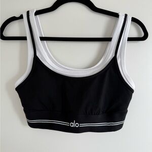 ALO Yoga Black and White Contrast Sports Bra